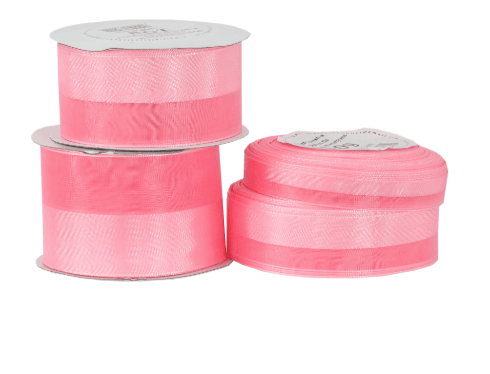 Wstążka pół atłas/ pół szyfon, 25mm/18mb, różowa