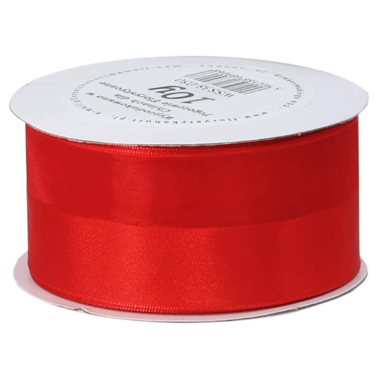 Wstążka pół atłas/ pół szyfon, 38mm/9mb, czerwona