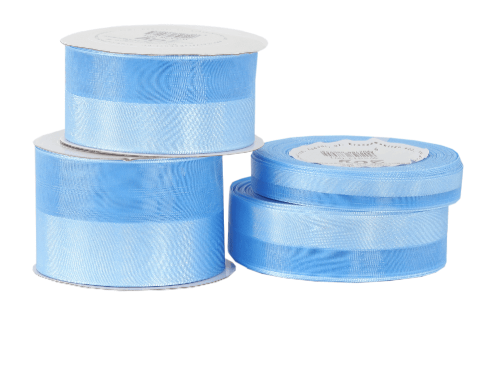 Wstążka pół atłas/ pół szyfon, 38mm/9mb, błękitna