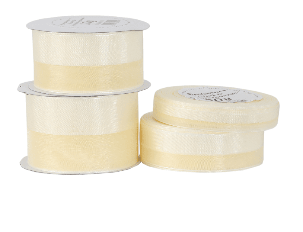 Wstążka pół atłas/ pół szyfon, 50mm/9mb, kremowa