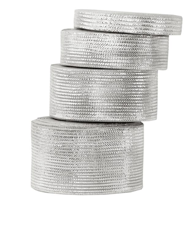 Wstążka w paski metalizowane,12mm/18mb, srebrna