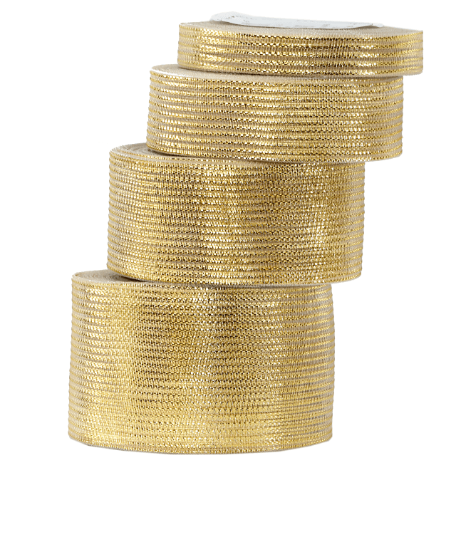 Wstążka w paski metalizowane, 25mm/18mb, złota