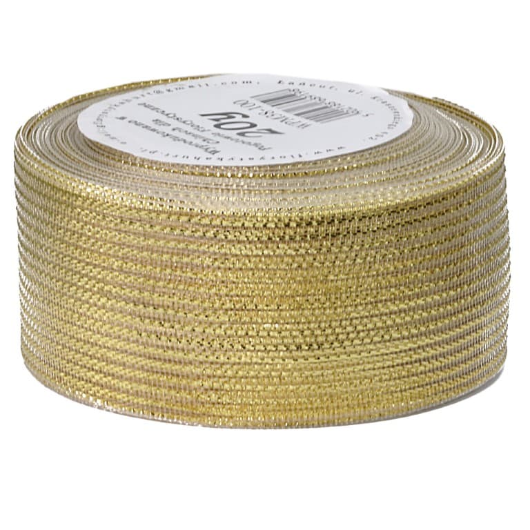Wstążka w paski metalizowane, 38mm/18mb, złota