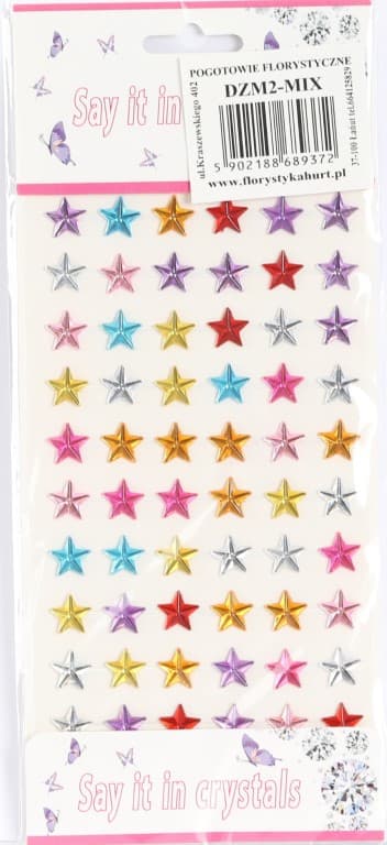 Dżety samoprzylepne gwiazdki 12mm/60szt, MIX 