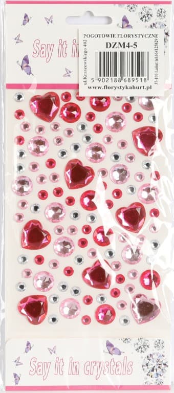 Dżety samoprzylepne Serca MIX -  kolor nr 5
