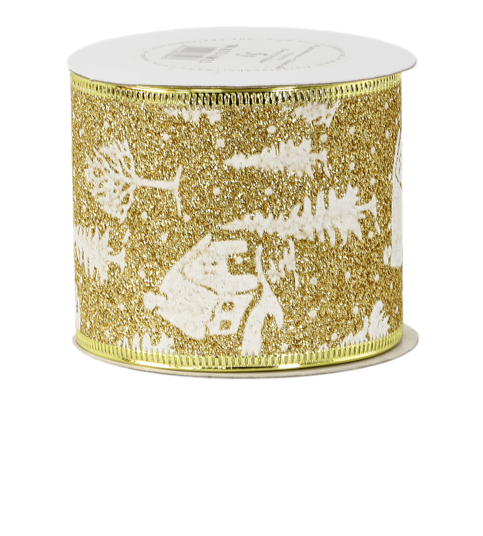 Wstążka satynowa z brokatem 63mm/5y, wzór 12