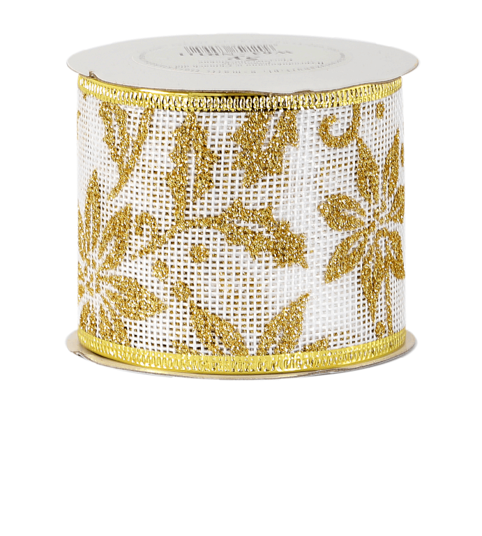 Wstążka jutowa z brokatem 63mm/5y, wzór 111