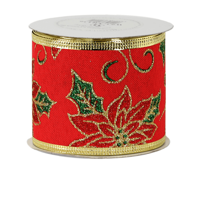 Wstążka jutowa z brokatem 63mm/5y, wzór 136