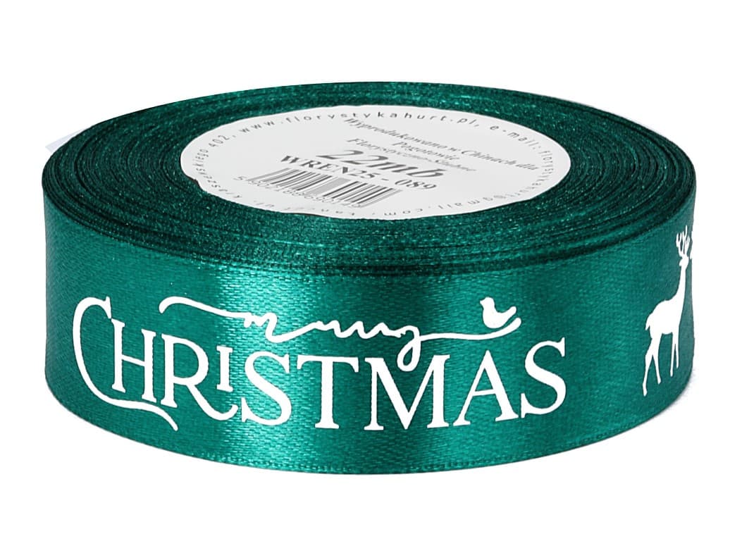 Wstążka satynowa Renifery 25mm/22mb, butelka