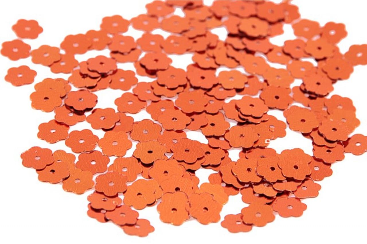 Cekiny kwiatki małe 10mm/5gram pomarańczowe