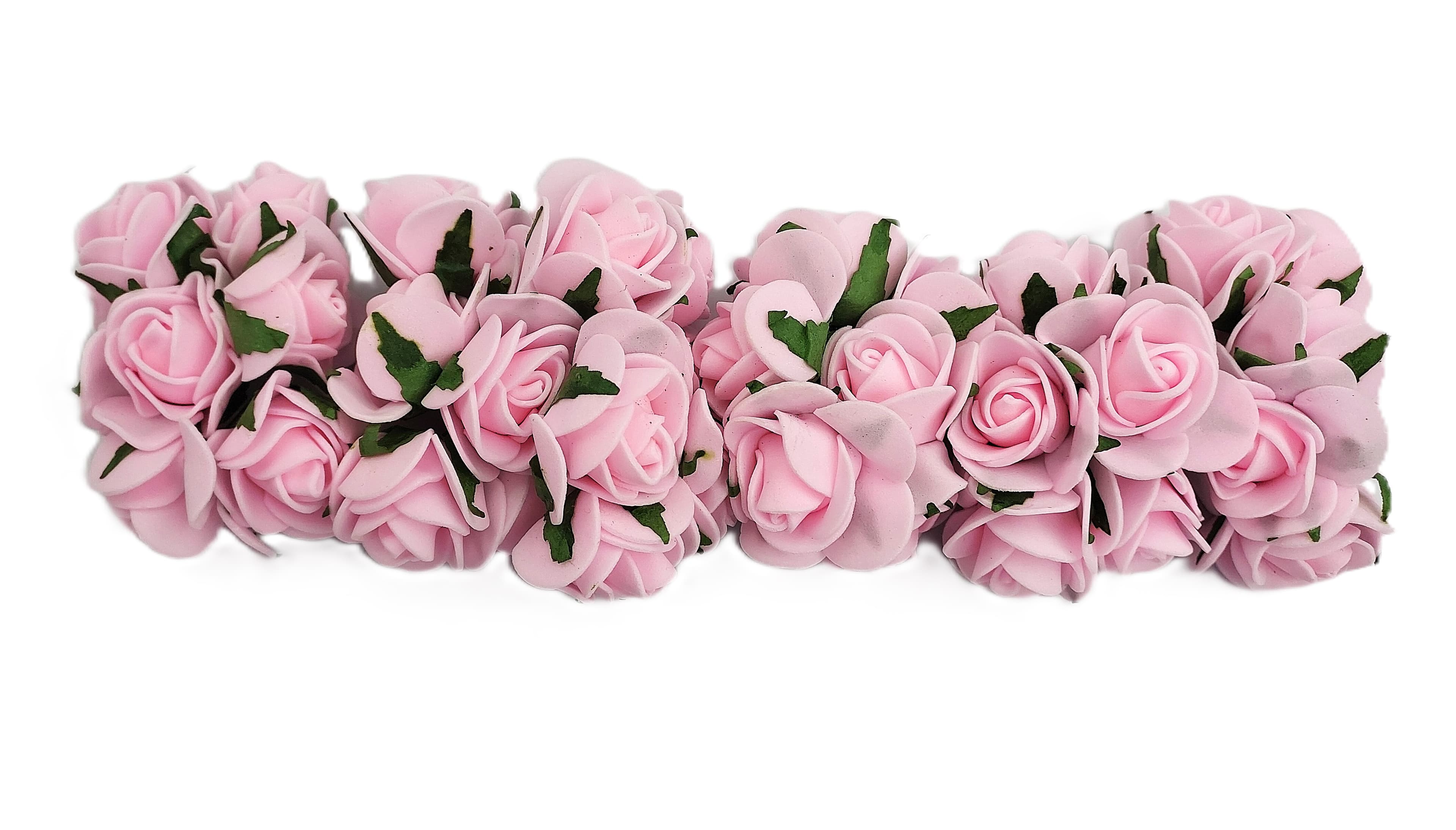 Piankowe kwiaty na drucie śr.3cm/6x6szt, blady róż