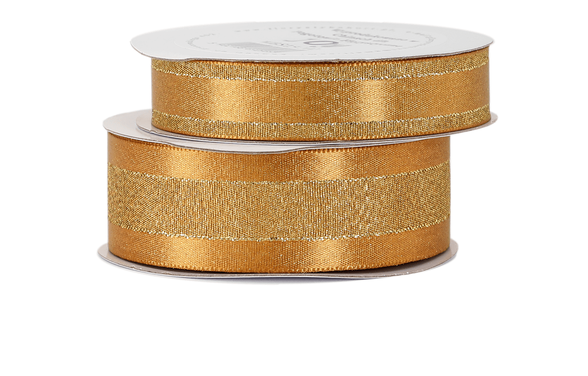 Wstążka satyna/pasek brokat 15mm/9mb, stare złoto
