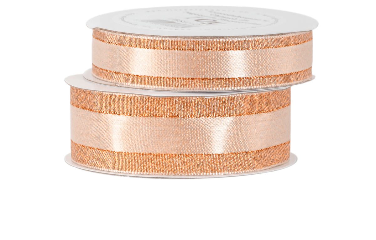 Wstążka satyna/pasek brokat 15mm/9mb, pomarańczowa