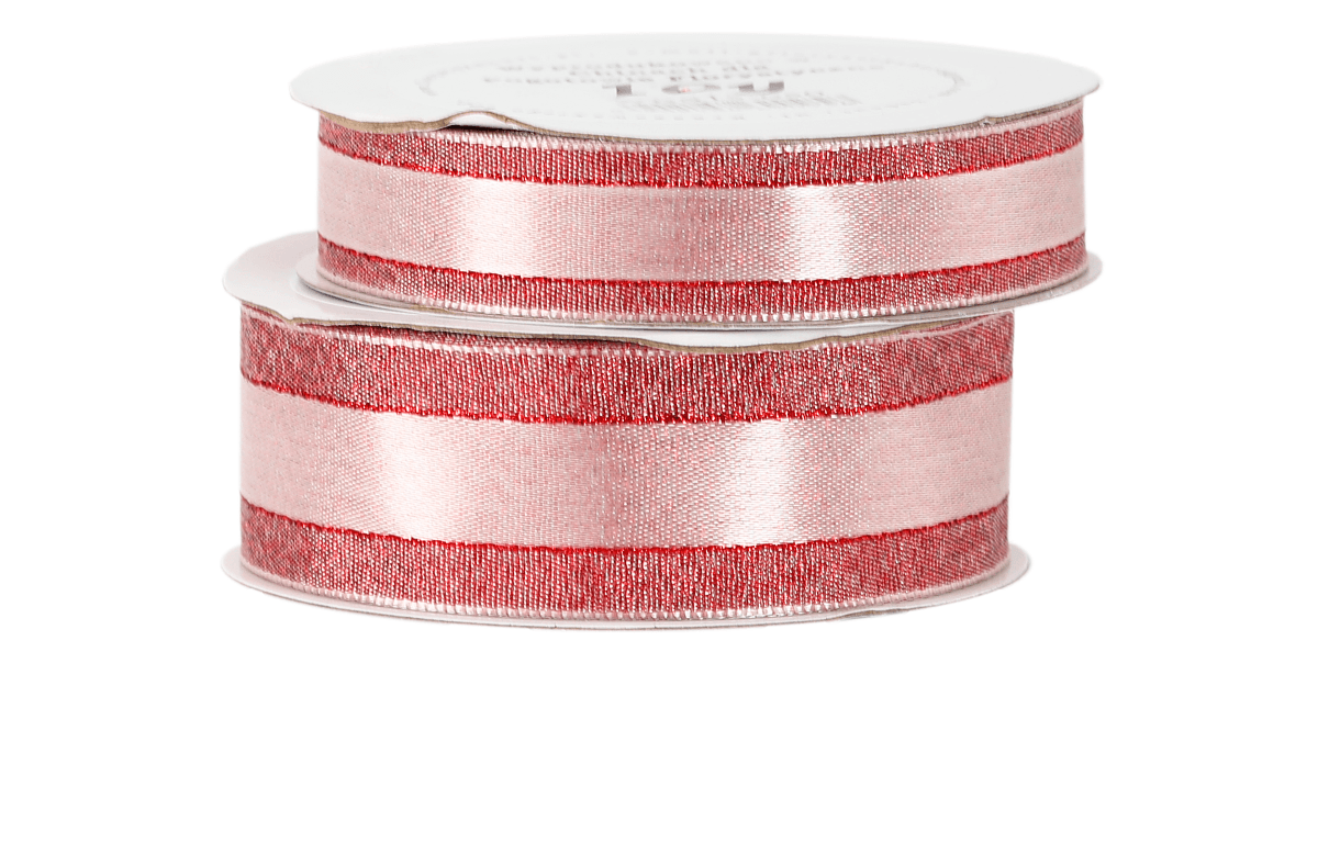 Wstążka satyna/pasek brokat 25mm/9mb, czerwona