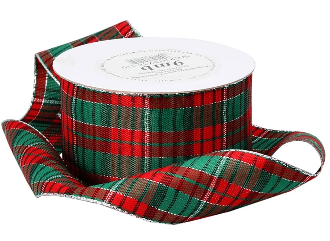 Wstążka w szkocką kratkę, 38mm/9mb, posrebrzana