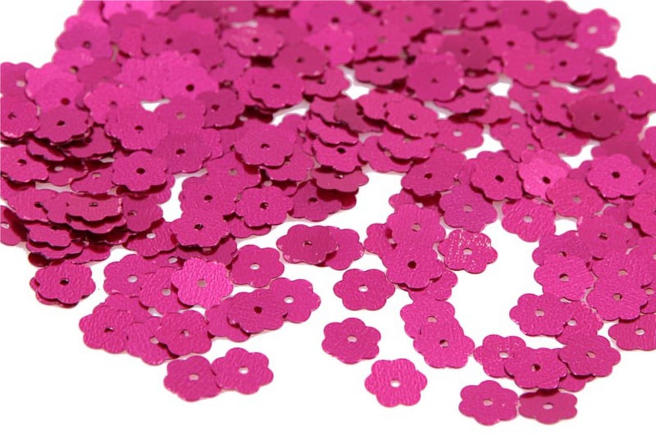 Cekiny kwiatki małe 10mm/5gram amarantowe