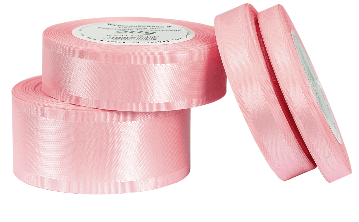 Wstążka z paskami satyna/tafta 25mm/20y, jasny róż