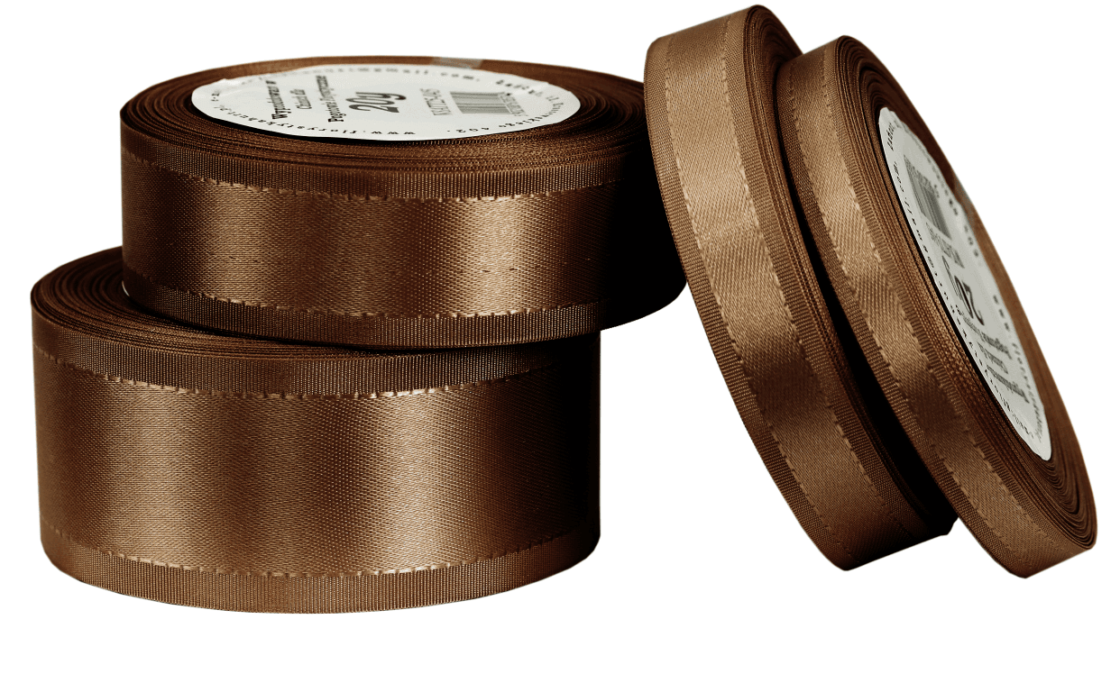 Wstążka z paskami satyna/tafta 25mm/20y, brązowa