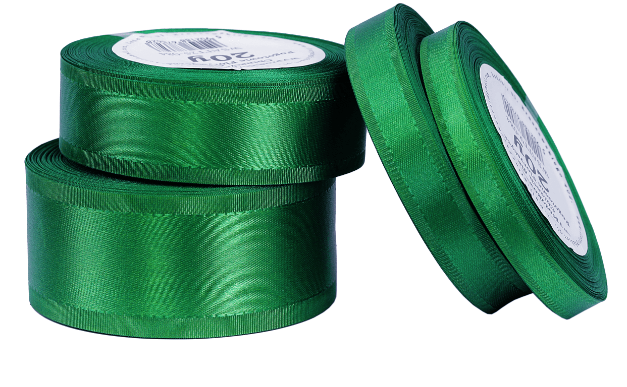 Wstążka z paskami satyna/tafta 38mm/20y, zielona
