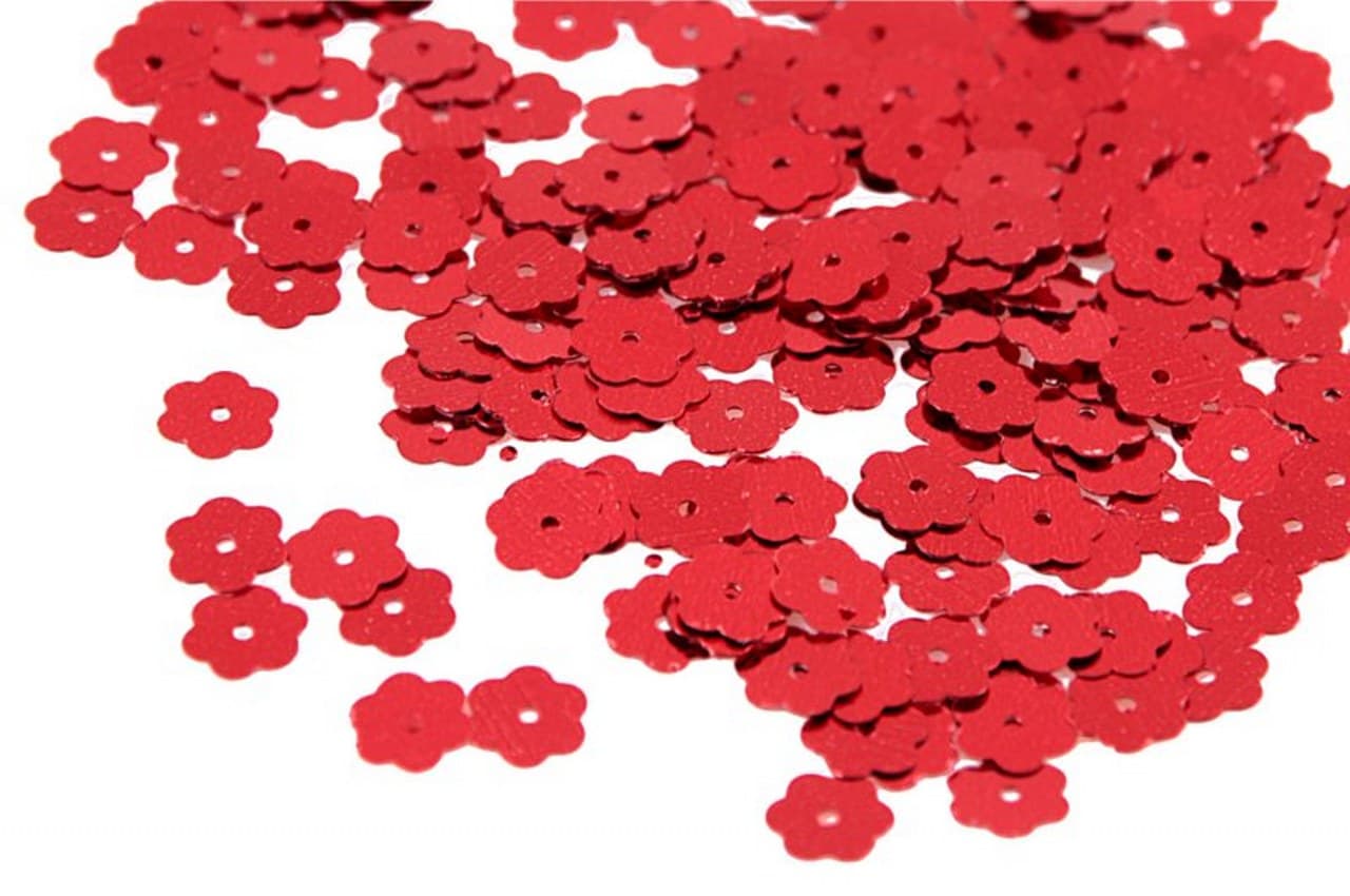 Cekiny kwiatki małe 10mm/5gram czerwone