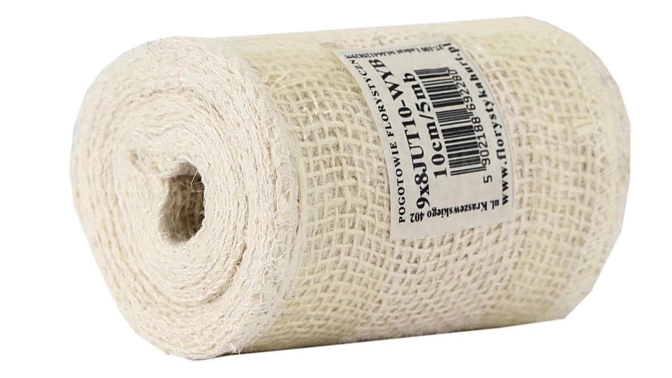 Juta obszywana, 9x8,10cm/5mb, 260g/m2, wybielana