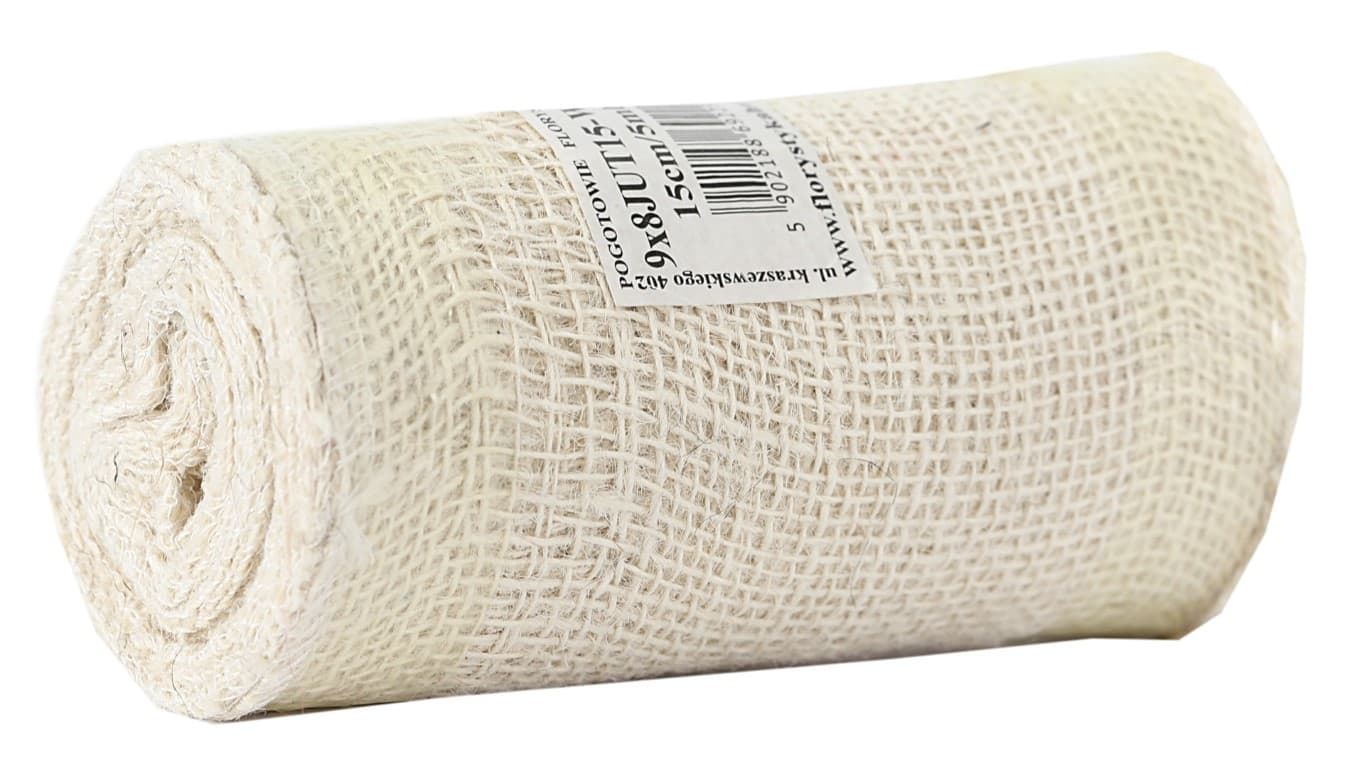 Juta obszywana, 9x8,20cm/5mb, 260g/m2, wybielana