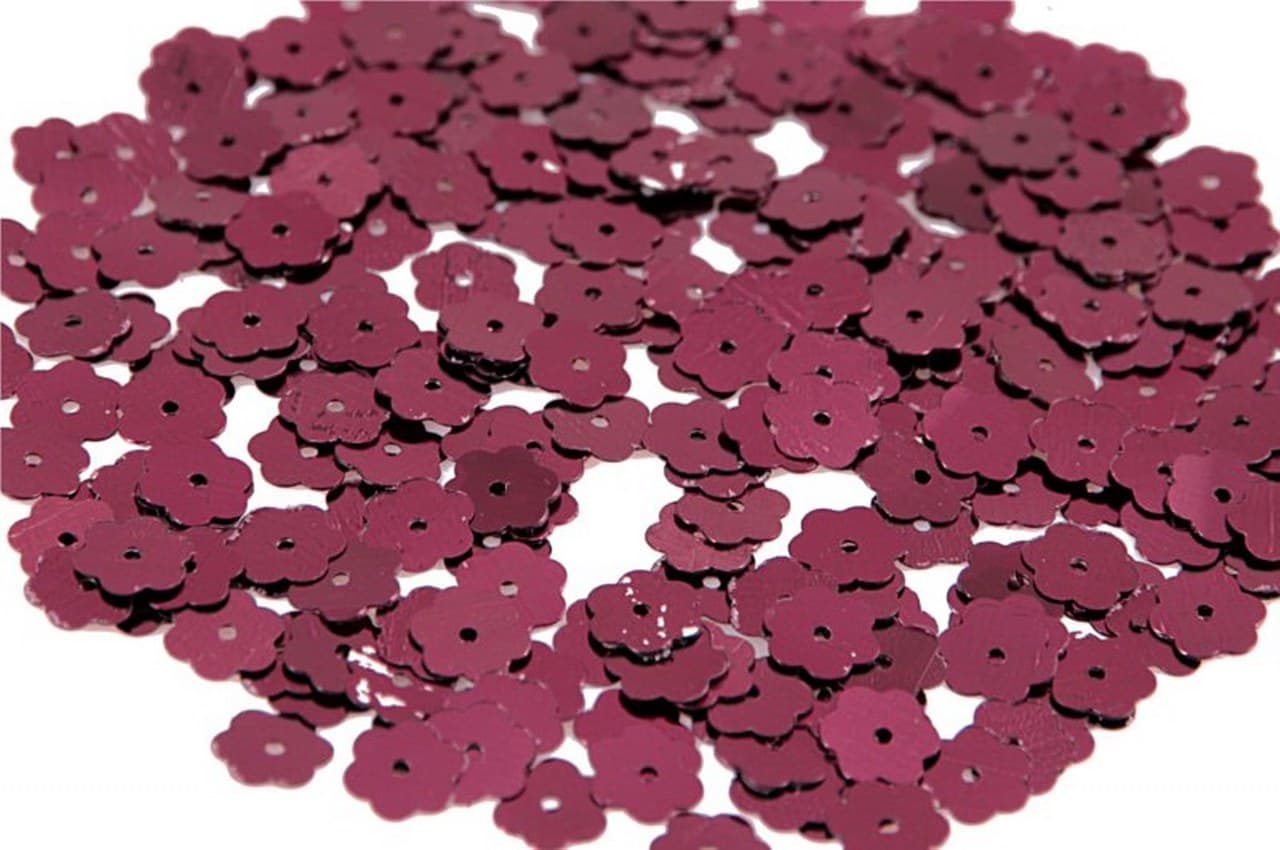 Cekiny kwiatki małe 10mm/5gram bordowe