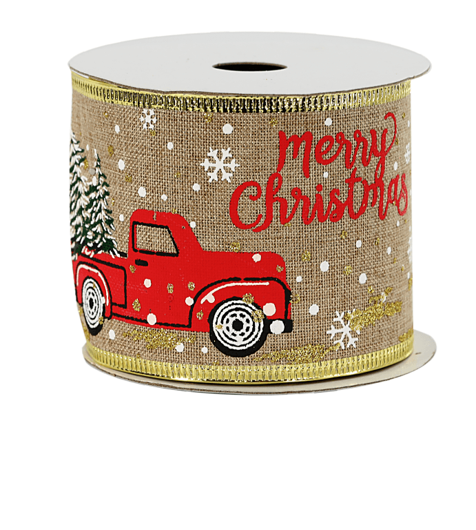 Wstążka jutowa CARS z brokatem 63mm/5y, natura 2