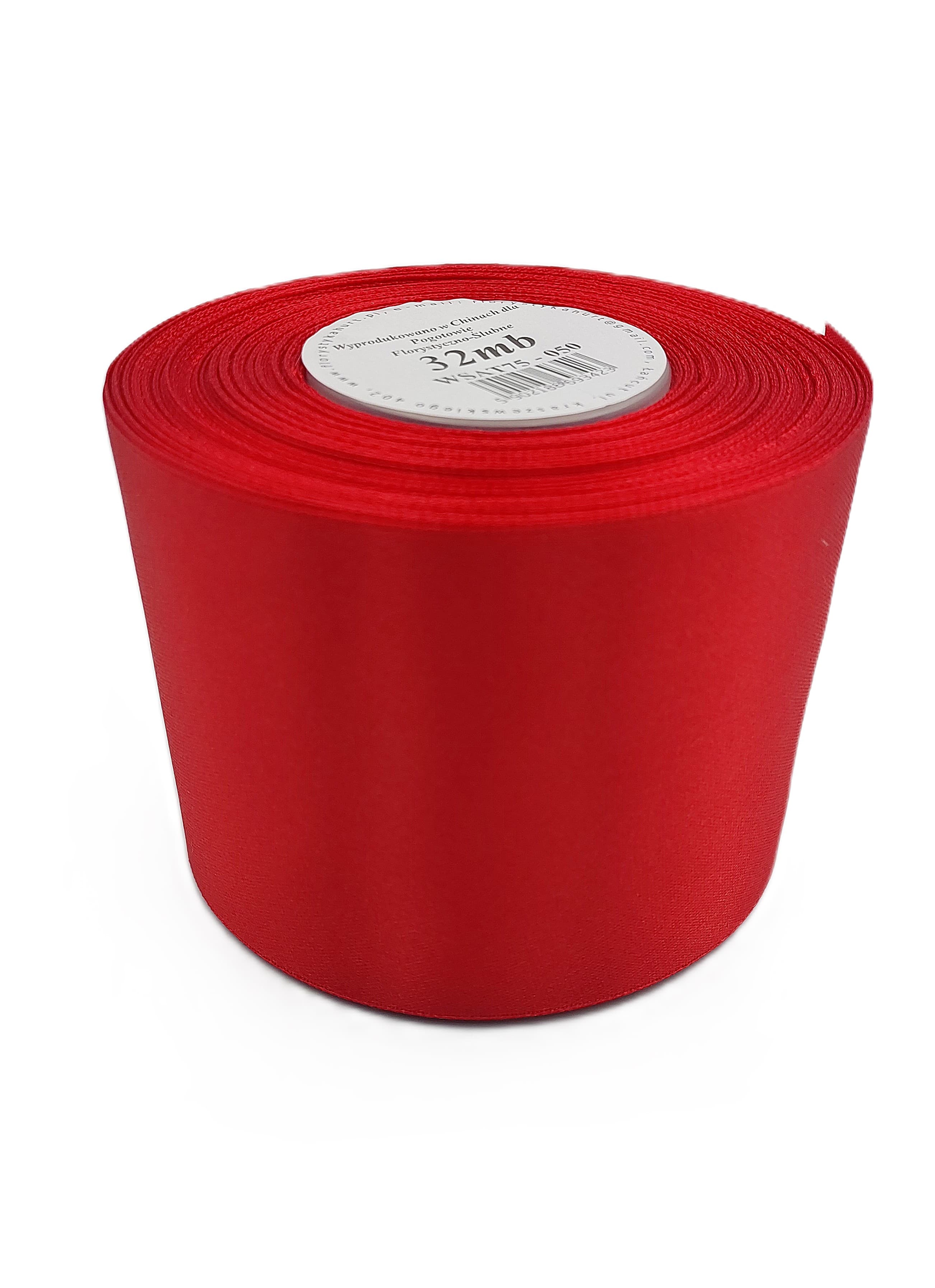 Wstążka satynowa szer. 75mm/32mb, czerwona