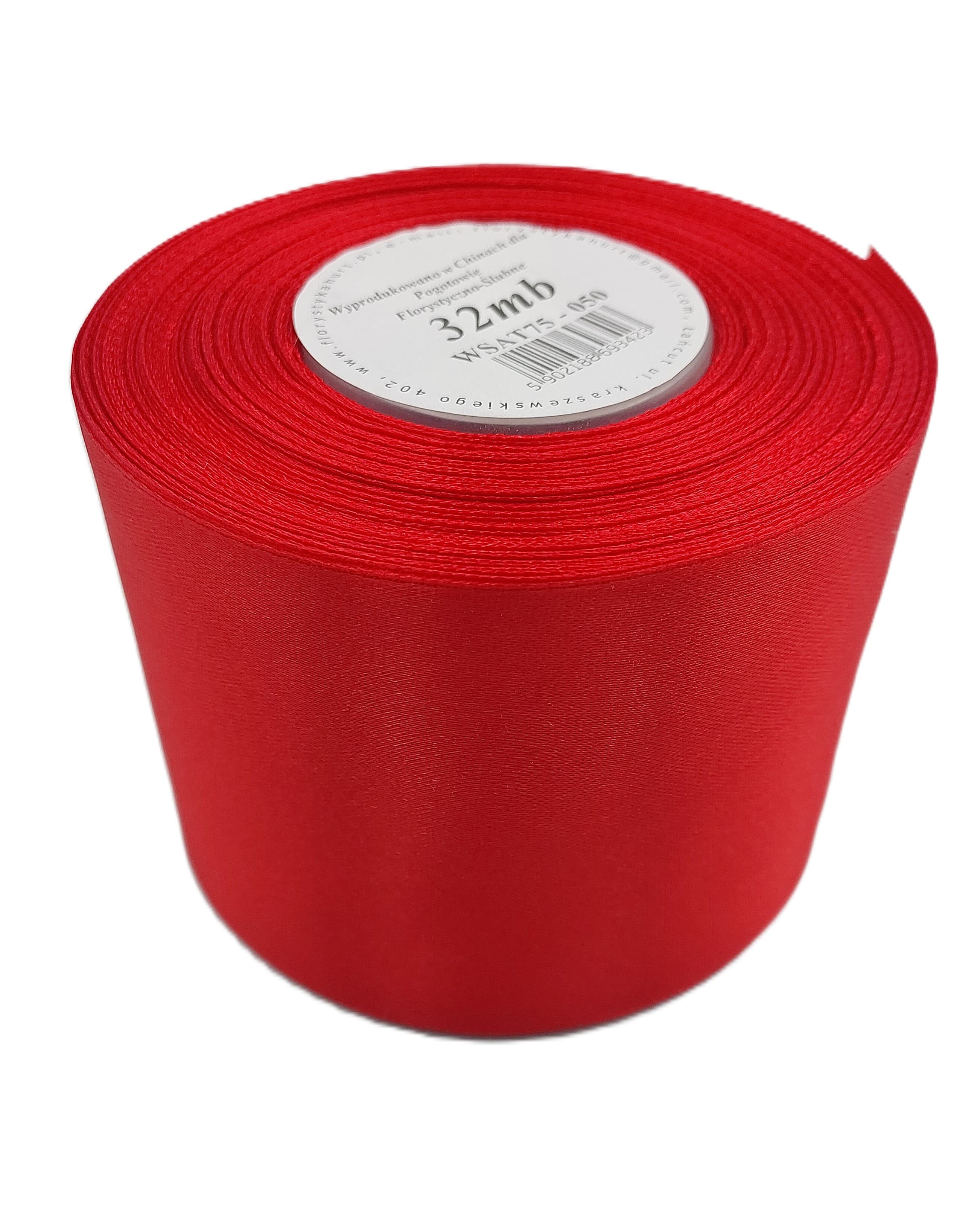 Wstążka satynowa szer. 75mm/32mb, czerwona