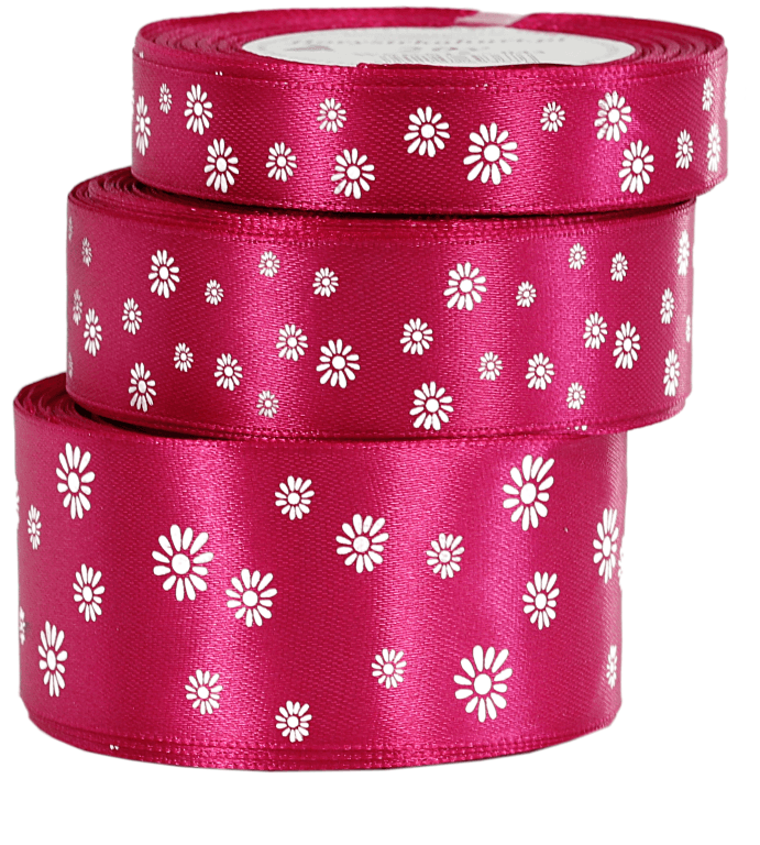 Wstążka satynowa STOKROTKA, 15mm/18mb, fuksja