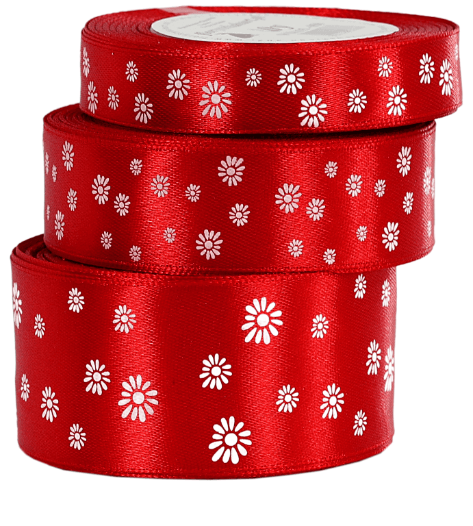 Wstążka satynowa STOKROTKA, 15mm/18mb, czerwona