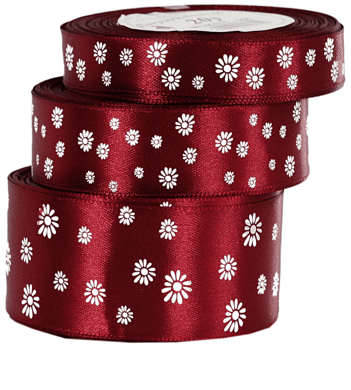 Wstążka satynowa STOKROTKA, 25mm/18mb, bordowa