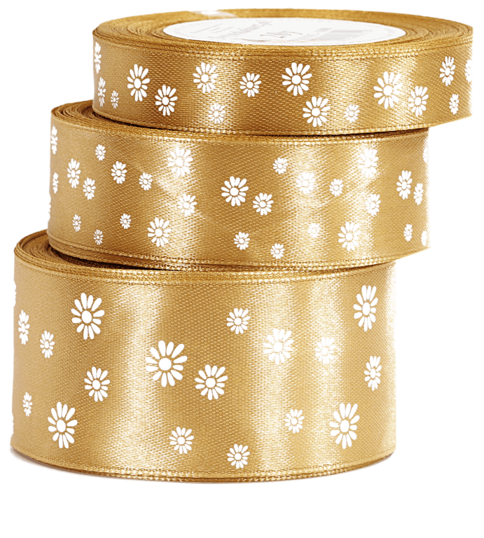 Wstążka satynowa STOKROTKA, 25mm/18mb, złota