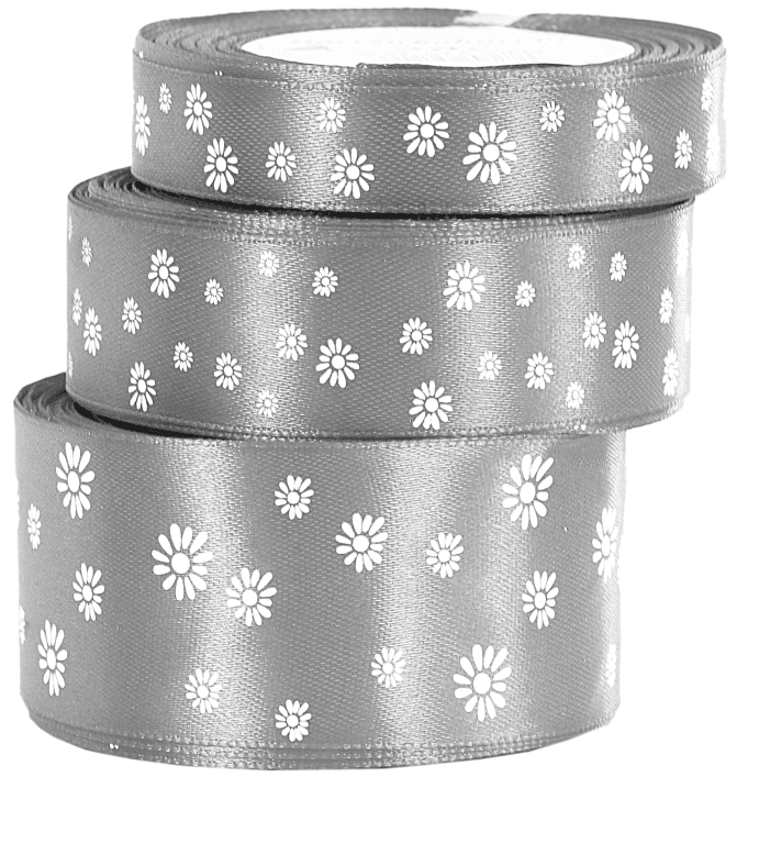 Wstążka satynowa STOKROTKA, 25mm/18mb, srebrna