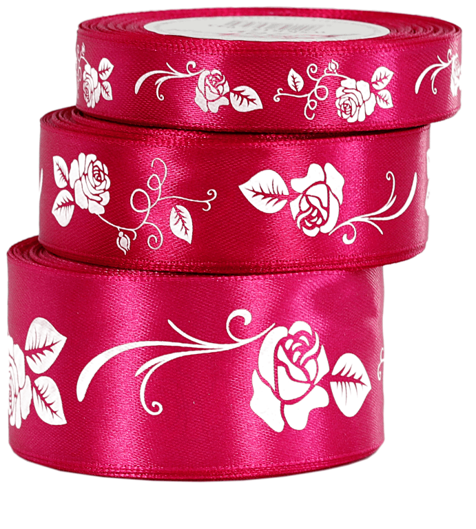 Wstążka satynowa RÓŻA, 38mm/18mb, fuksja