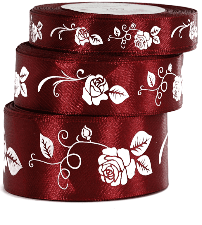 Wstążka satynowa RÓŻA, 38mm/18mb, bordowa