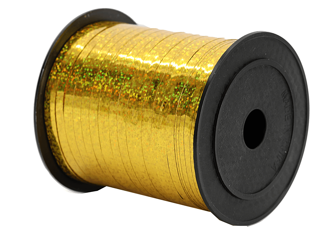 Wstążka plastikowa PP 0,5cm/200mb, złota laser 