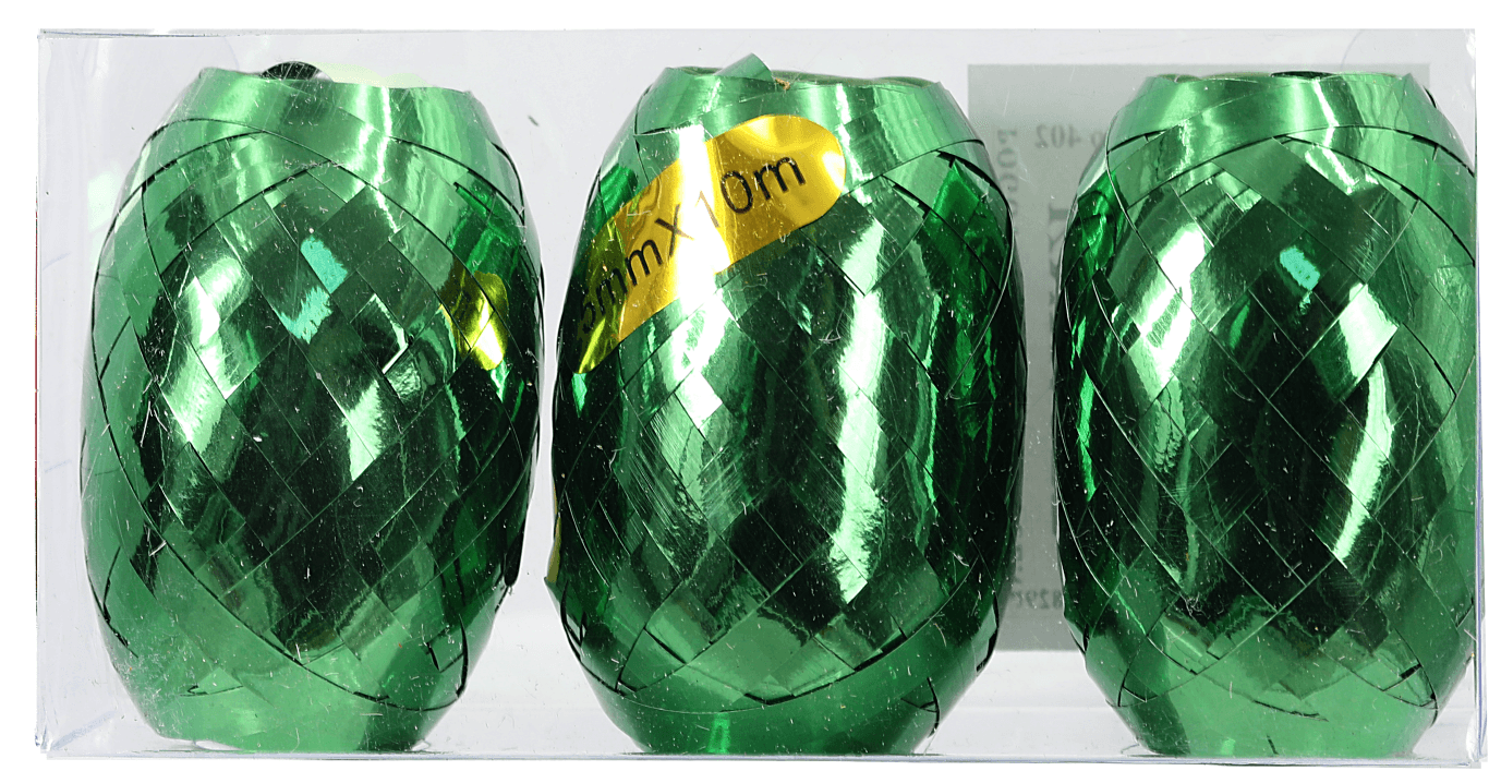 Wstążka metaliczna PP kokon, 5mmx10m/3szt, zielona