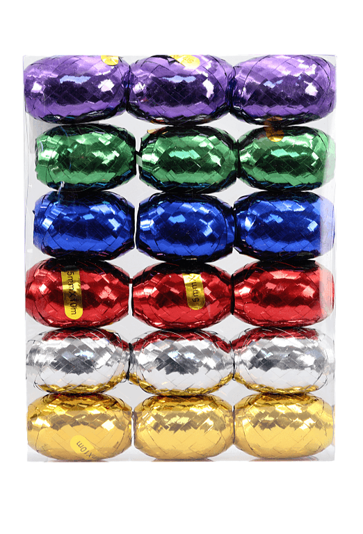 Wstążka metaliczna PP kokon 5mmx10m/18szt, MIX