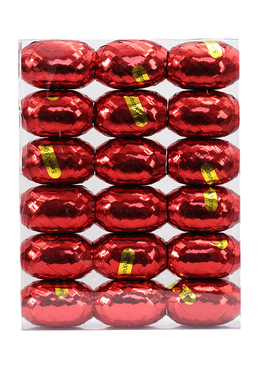 Wstążka metaliczna PP kokon 5mmx10m/18szt czerwony