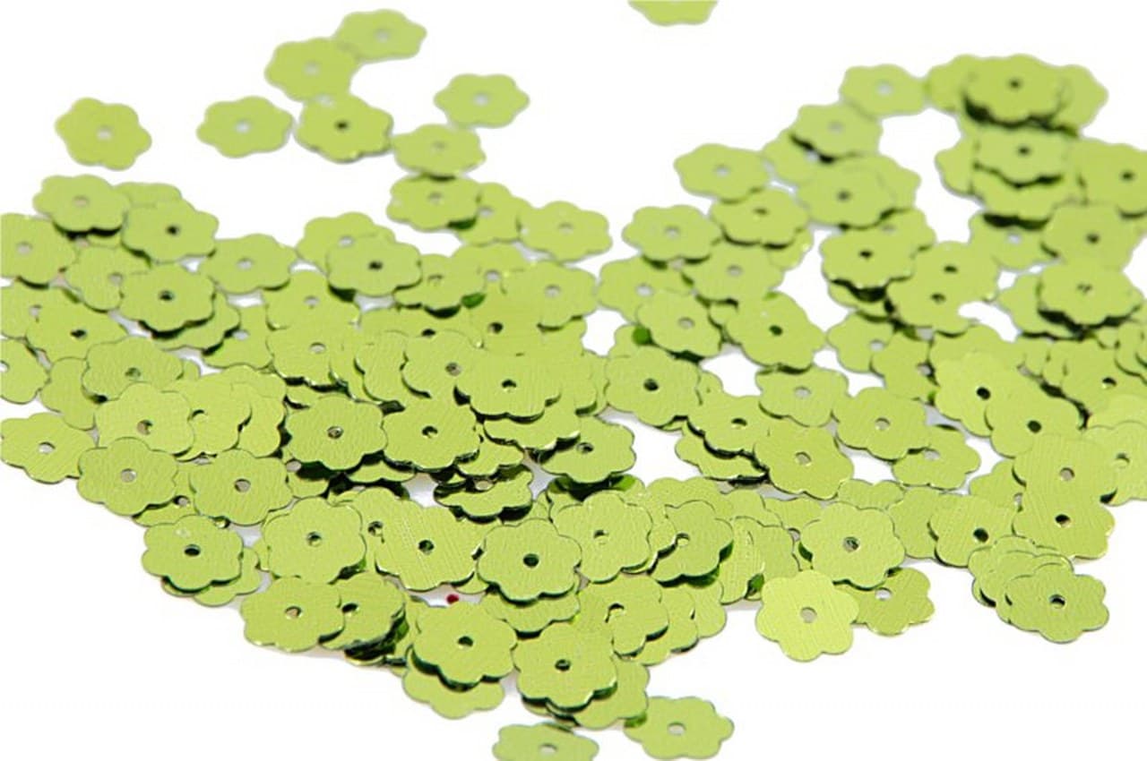 Cekiny kwiatki małe 10mm/5gram jasnozielone