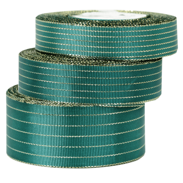 Wstążka rypsowa w złote linie, 38mm/18mb, butelka