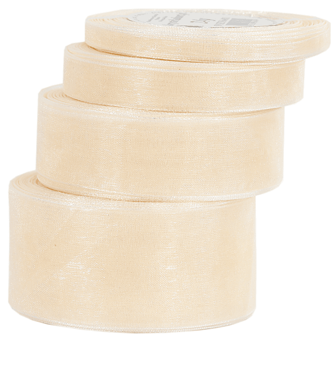 Wstążka szyfonowa, 6mm/22mb, jasnokremowa