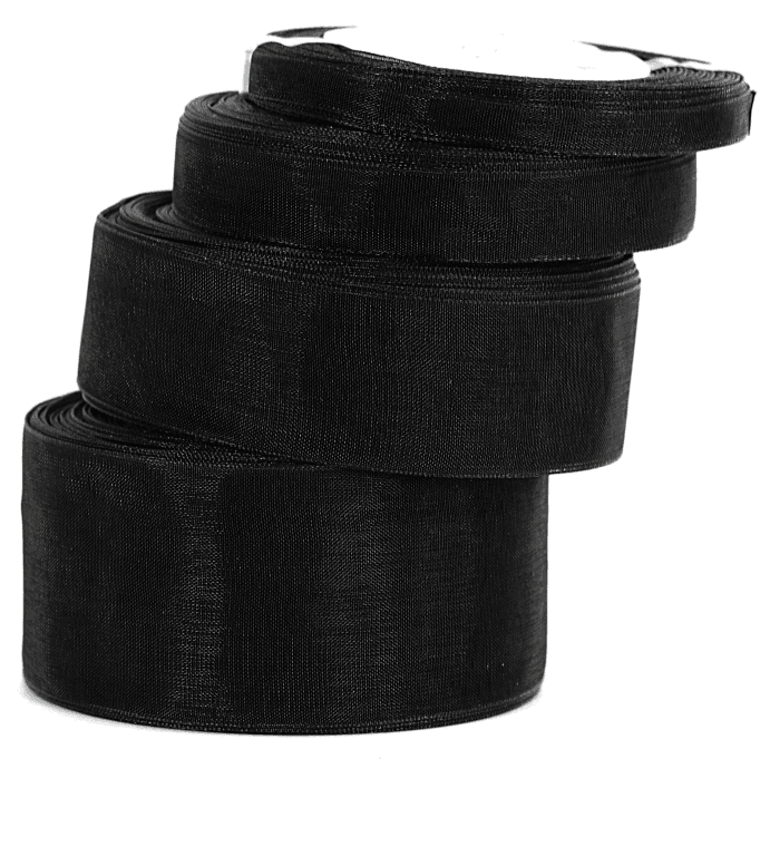 Wstążka szyfonowa, 6mm/22mb, czarna