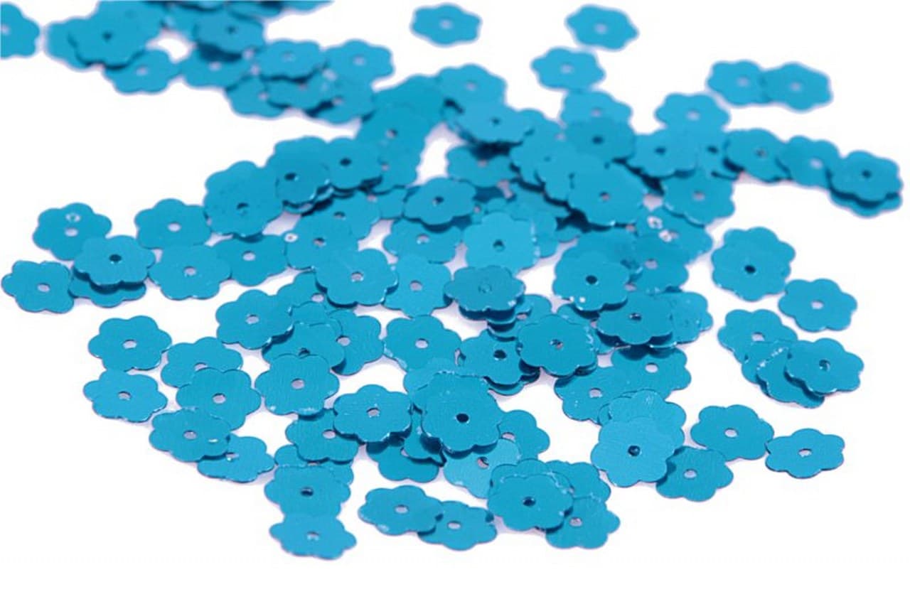 Cekiny kwiatki małe 10mm/5gram turkusowe