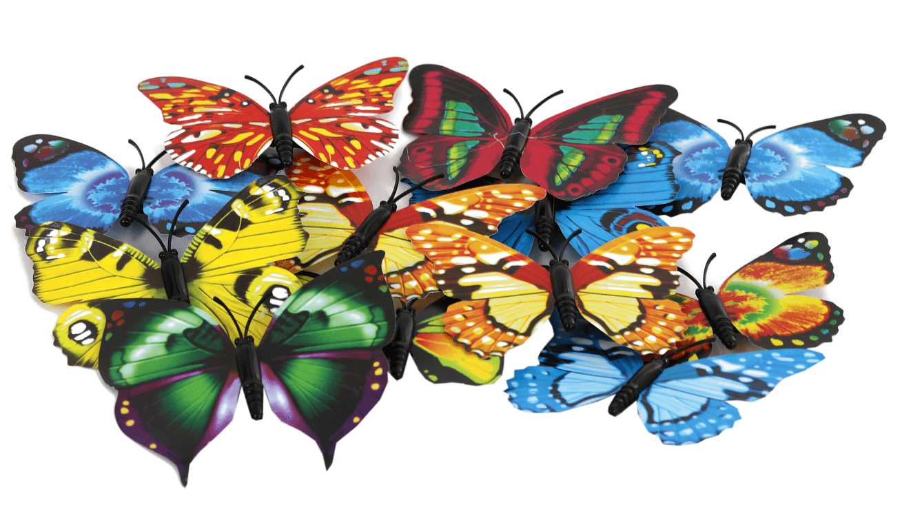 Sztuczne motyle na klipsie, 85x50mm/12szt, miks