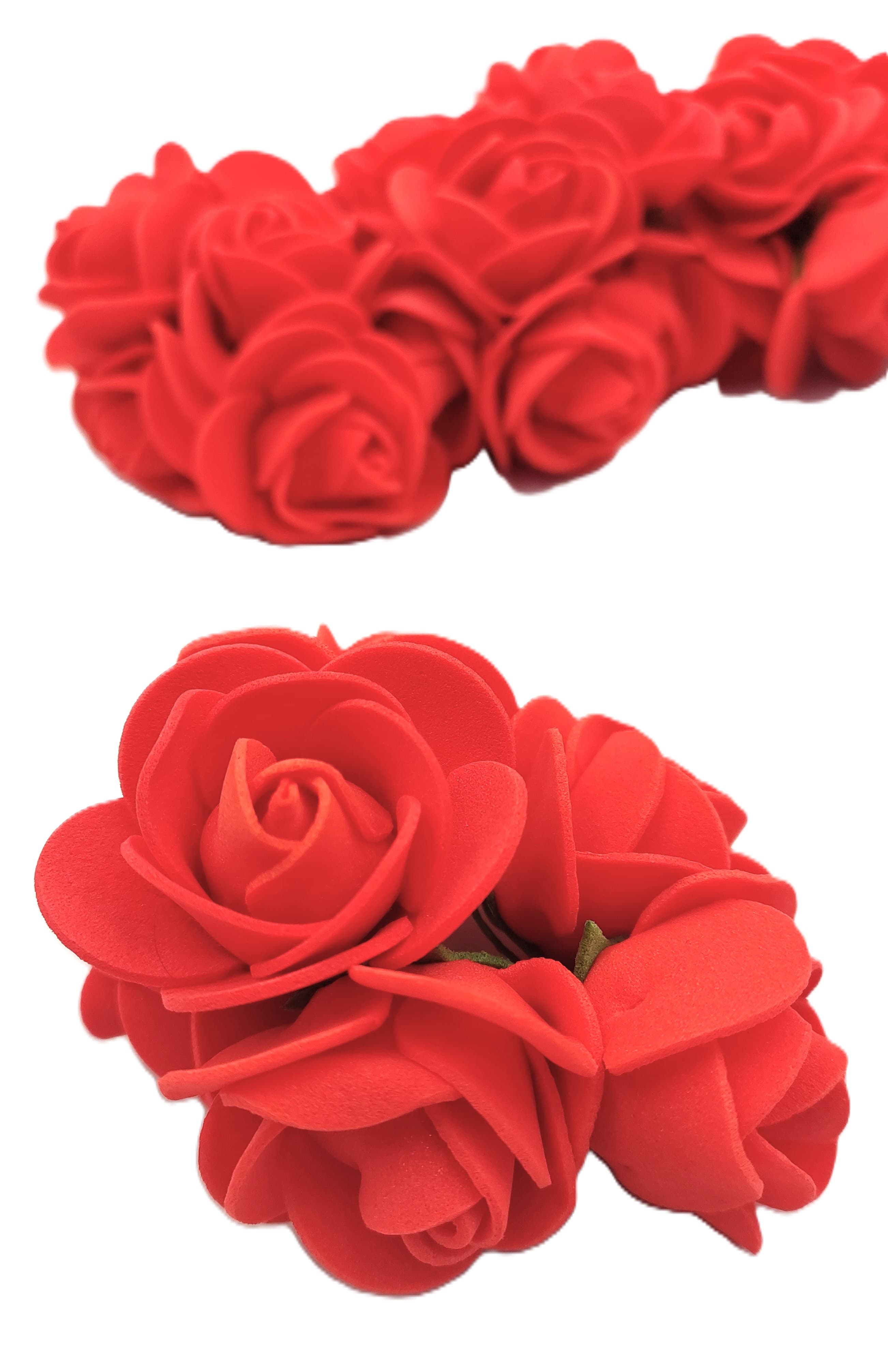 Piankowe kwiaty na drucie śr.3cm/6x6szt, czerwone