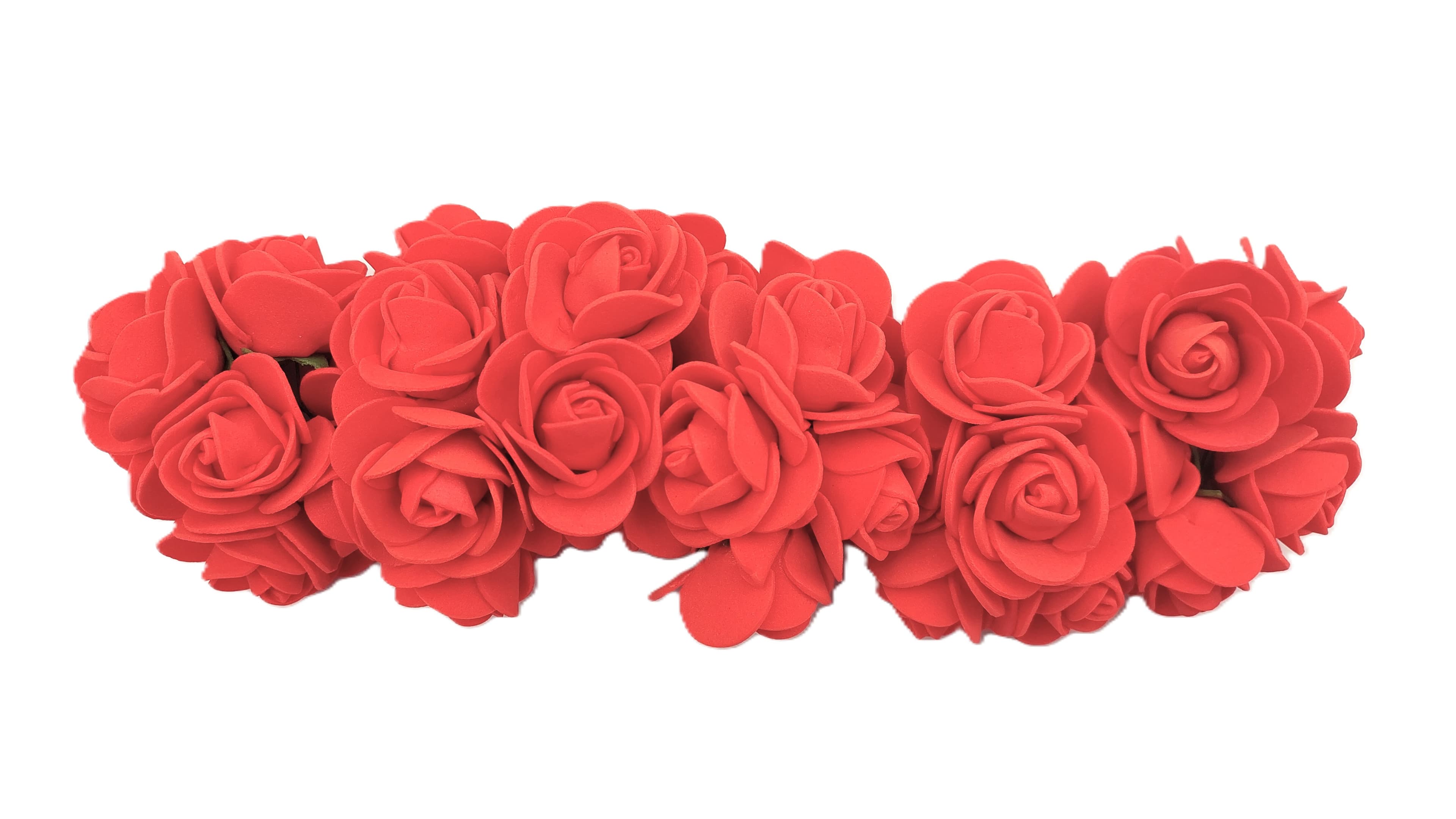 Piankowe kwiaty na drucie śr.3cm/6x6szt, czerwone