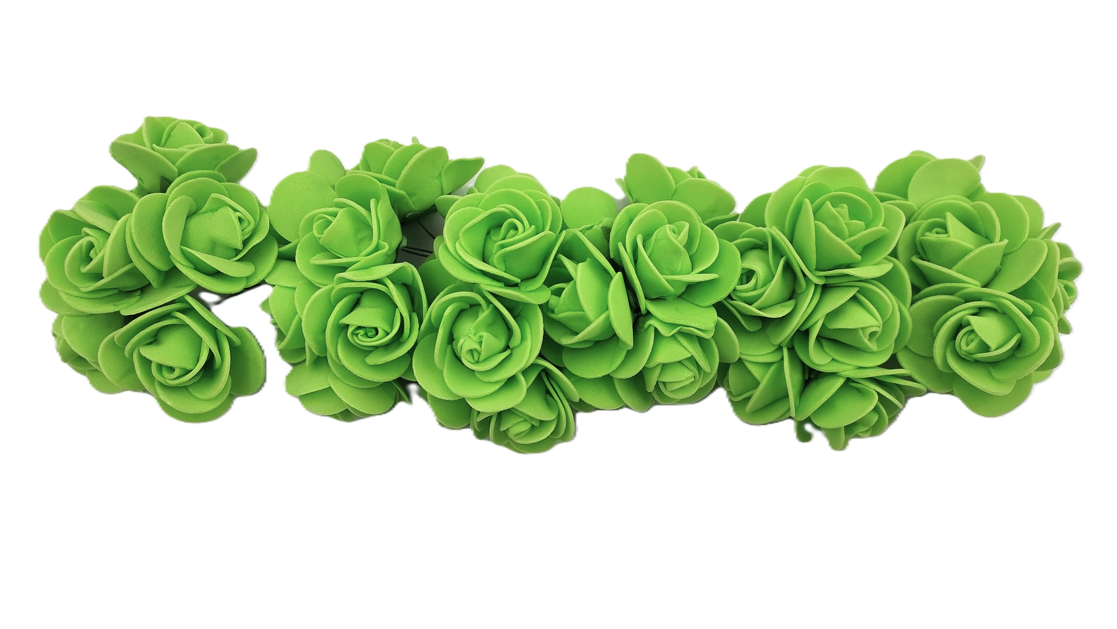 Piankowe kwiaty na drucie śr.3cm/6x6szt seledynowe